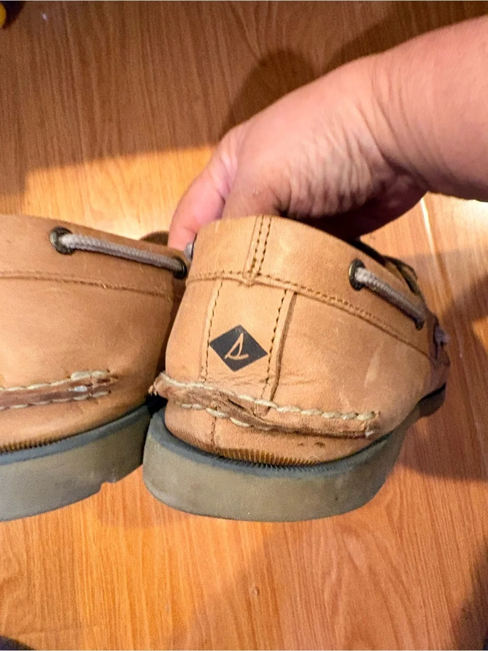 Pre Own Sperry Top-Sider Leather Authentic Boat Shoes Tan/Brown- Size 12